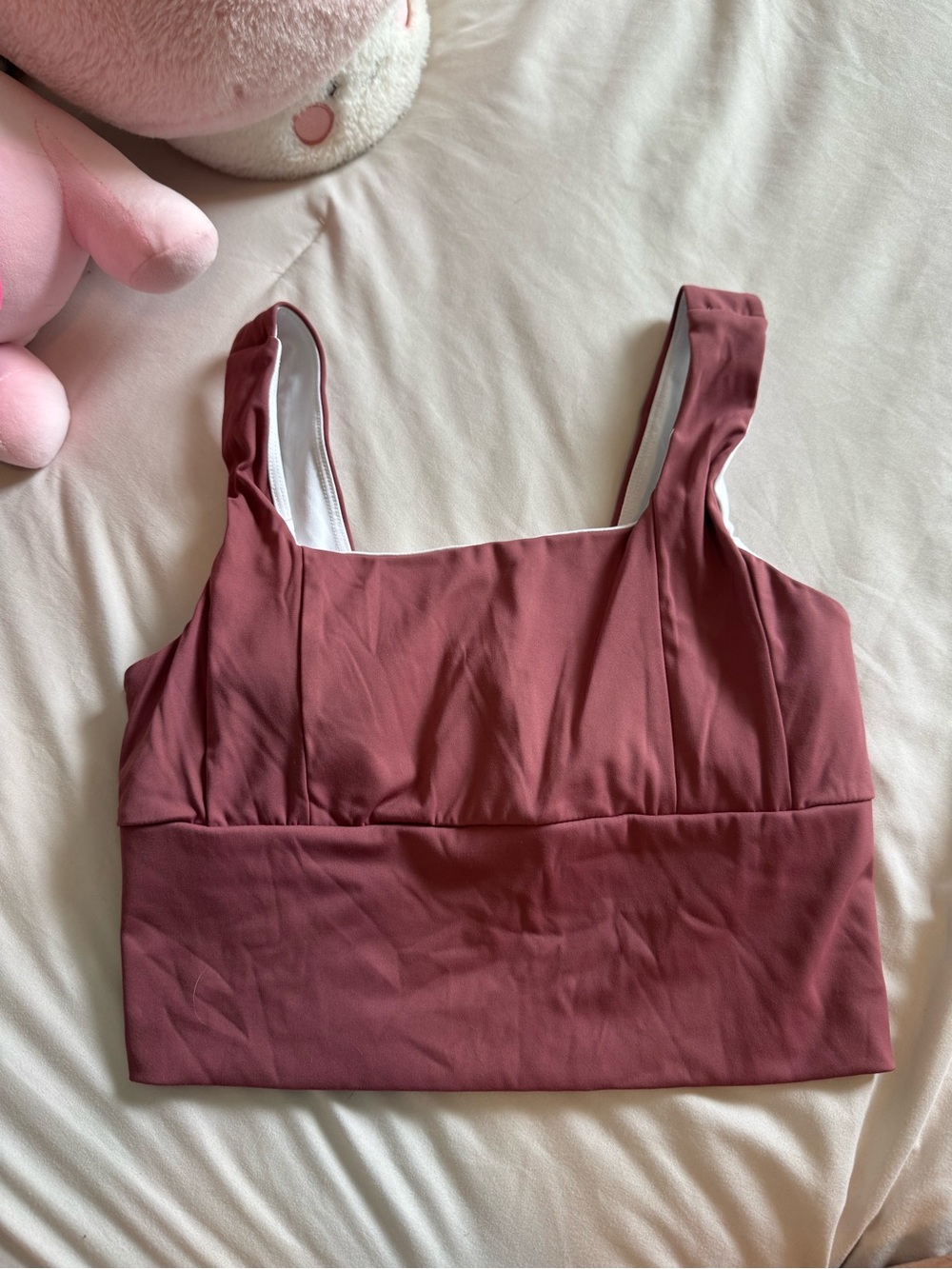 Women's Square Neck Crop Bralette Padded - Mauve Pink